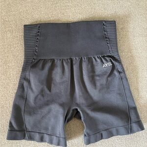 AYBL Black High-Waist Ribbed Bike Shorts